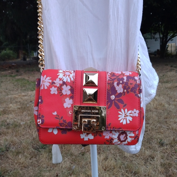 Michael Kors Handbags - MICHAEL KORS Red Floral Crossbody Purse